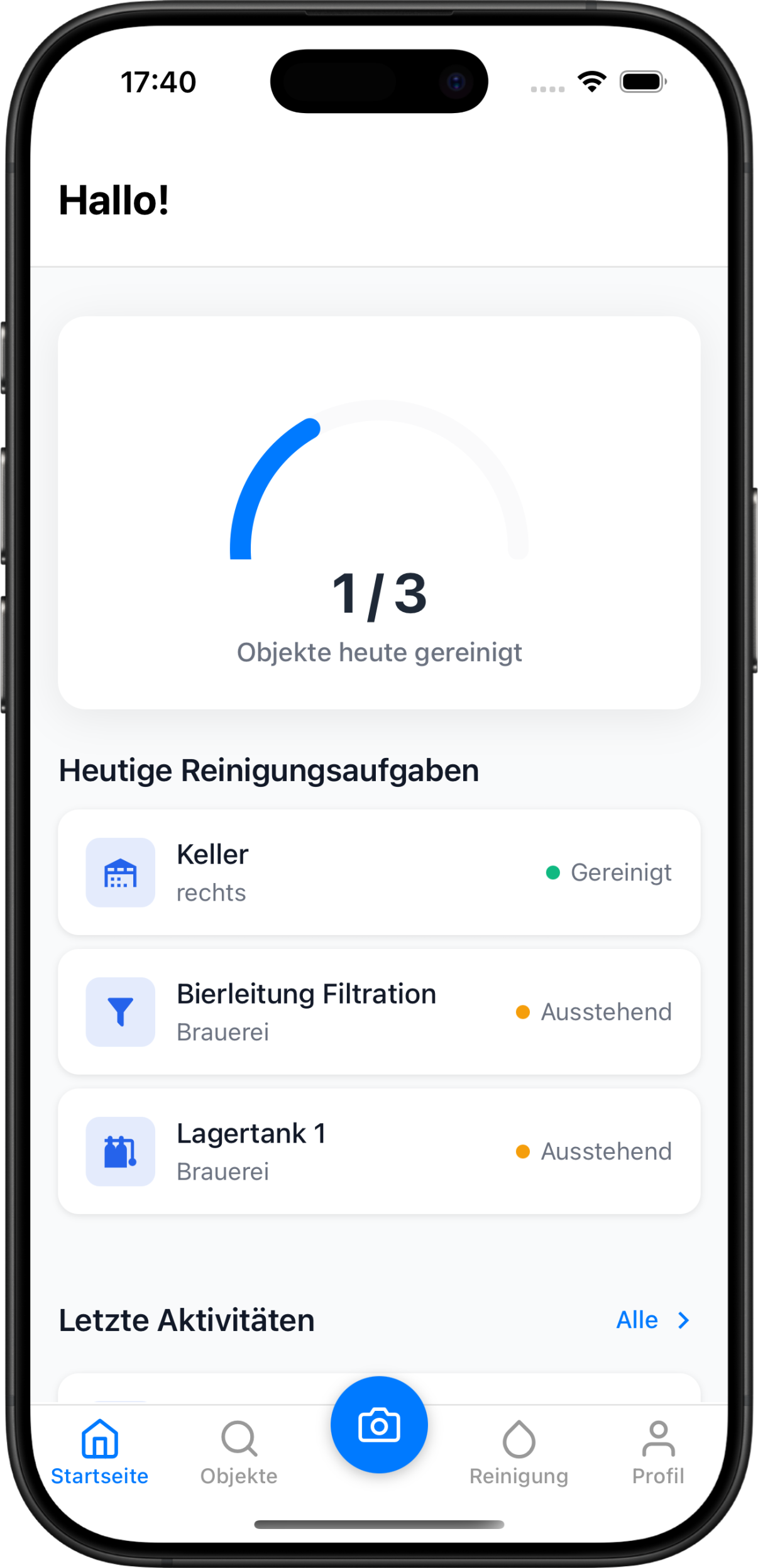 PurityLog App Dashboard